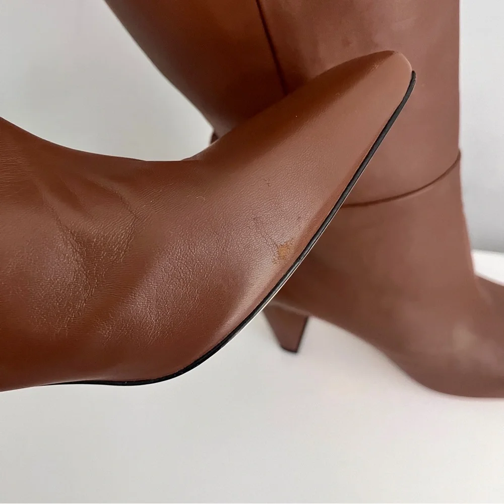 Wandler Brown Leather ‘Anne’ Over The Knee Thigh High, Heeled Boots, Size 40